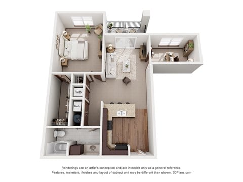 Floor plan for 1 bed, 1 bath, 1010 sqft